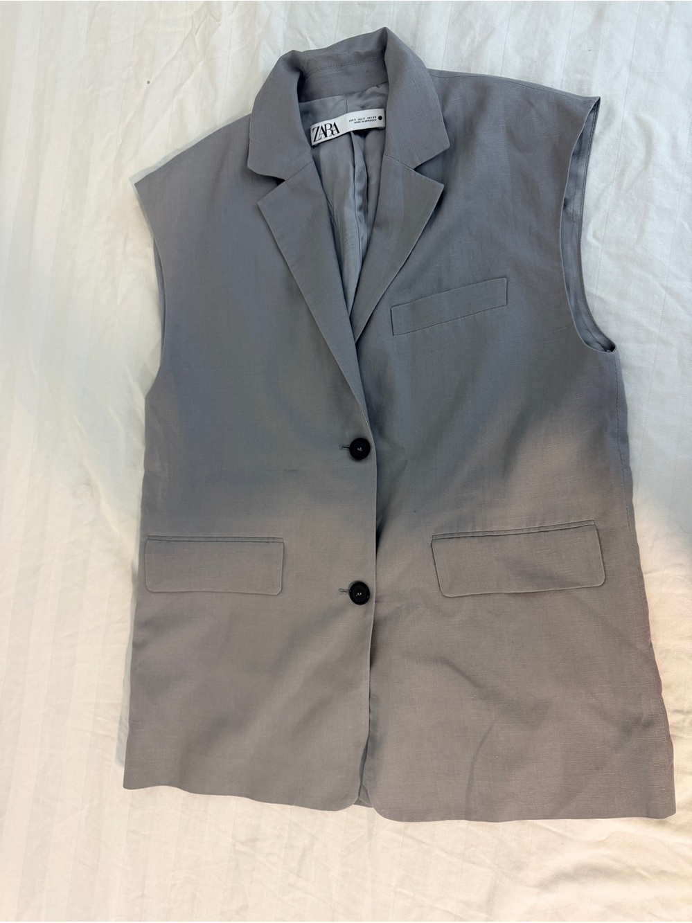 Zara grey contemporary Sleeveless longline blazer waistcoat dress/tunic  S